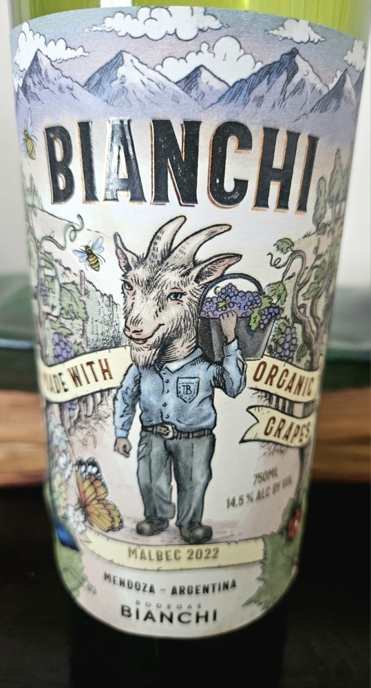 Bianchi 2022 Malbec EMPTY Red Wine Bottle