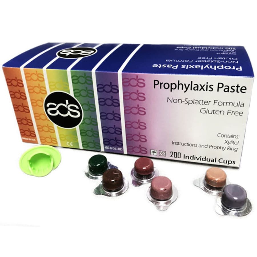 ADS 200 Cups Dental Prophy Paste Fluoride Non Splatter Medium Grit Assorted Box