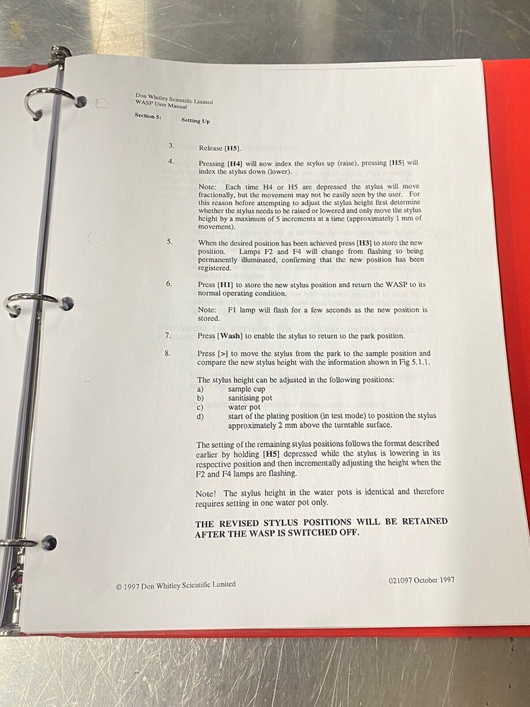 WASP - User Manual /Instruction Book