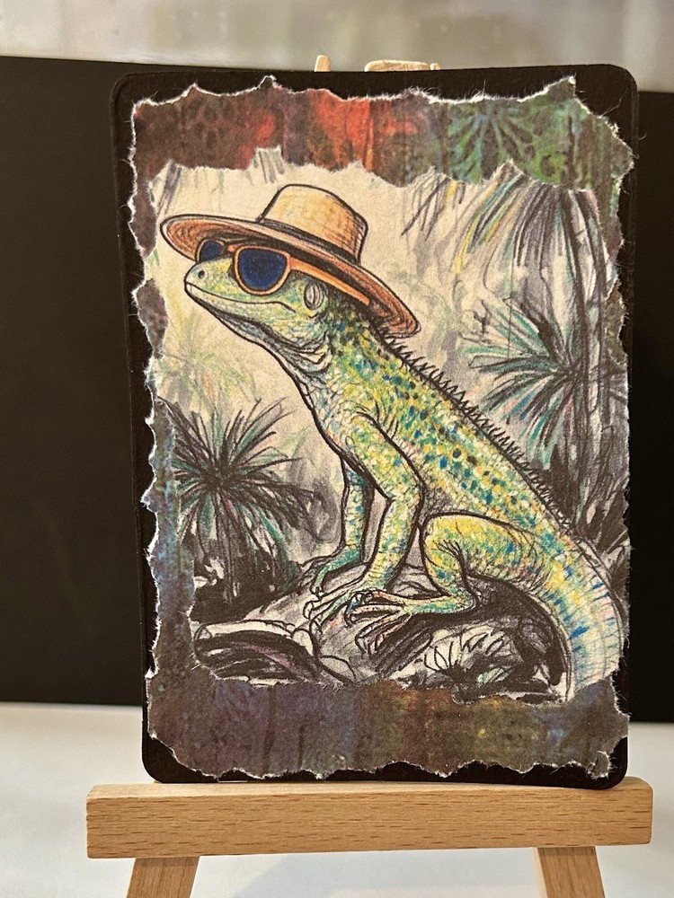 ACEO Art Card/collage-Abstract Lizard