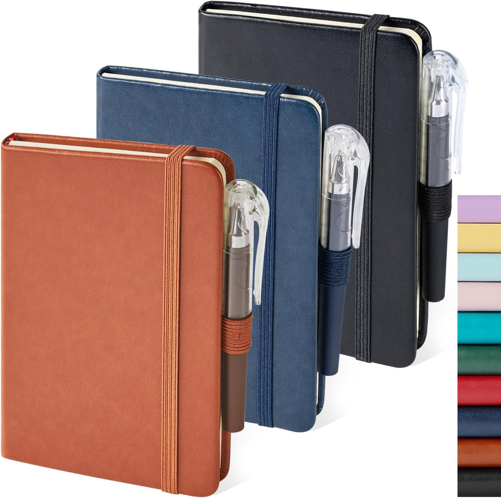 3 Pack Pocket Notebook Journals, Small Notepad Notebooks for Note Taking, A6 Min