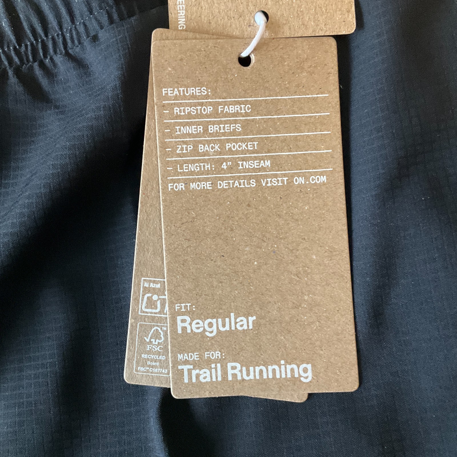 On Cloud Trail Shorts Mens Size L Black Light Weight Drawstring Stretch Waist