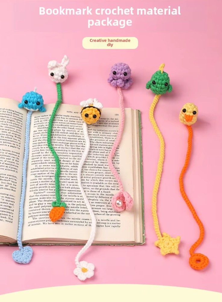 Animal Bookmark Crochet Kit 6 Pack for Beginners DIY Set with Video Tutorial