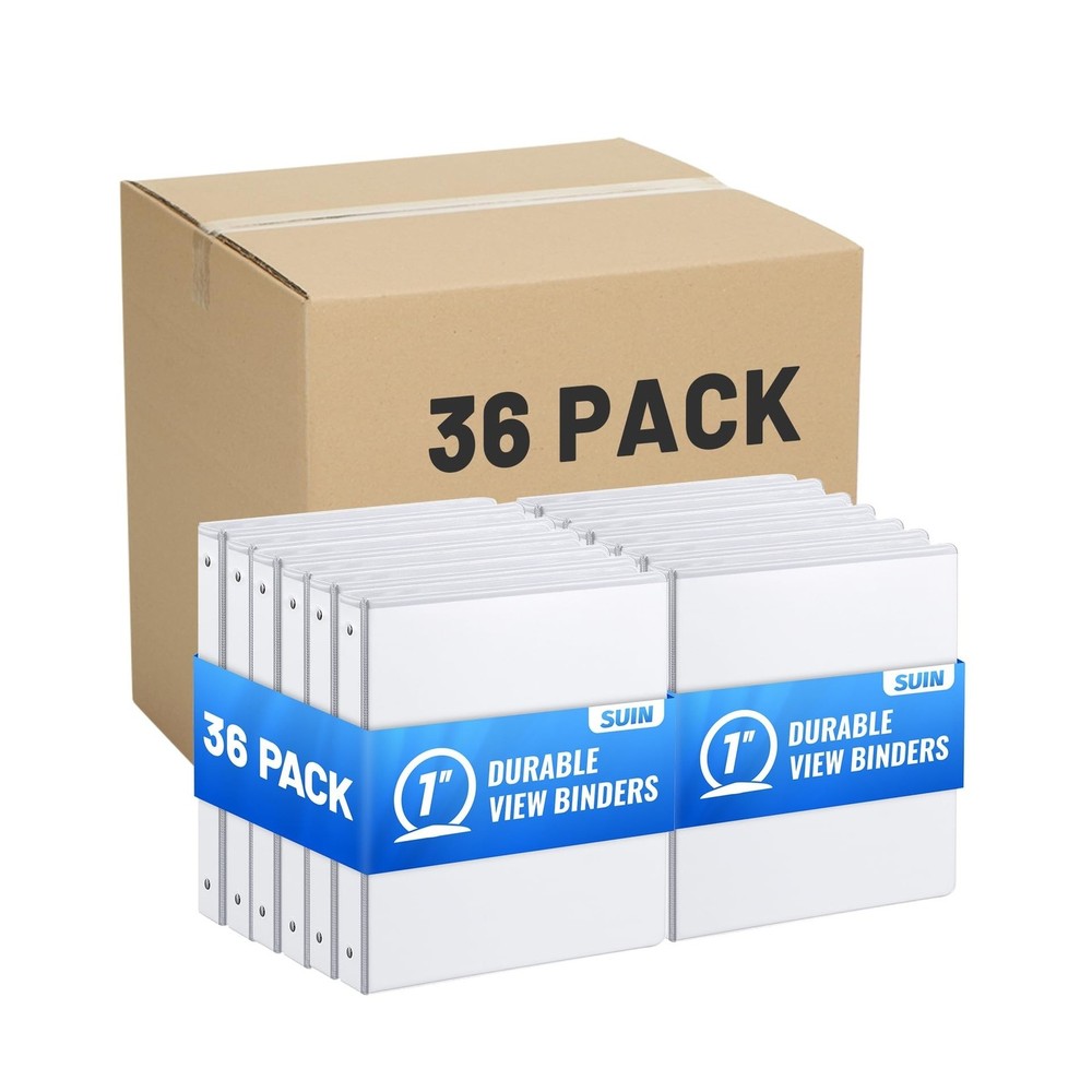 Basic 3 Ring Binder -1 or 1/2'' Binders with Roung Ring Binder, Large 100/200...