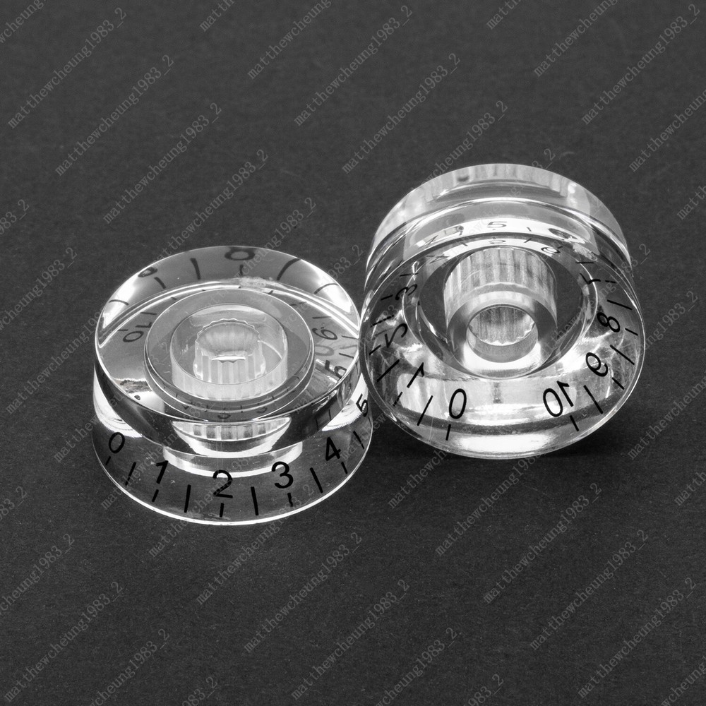 4 Pcs Clear w/Black Letter Guitar Control Knobs Speed Knobs Fits Les Paul SG