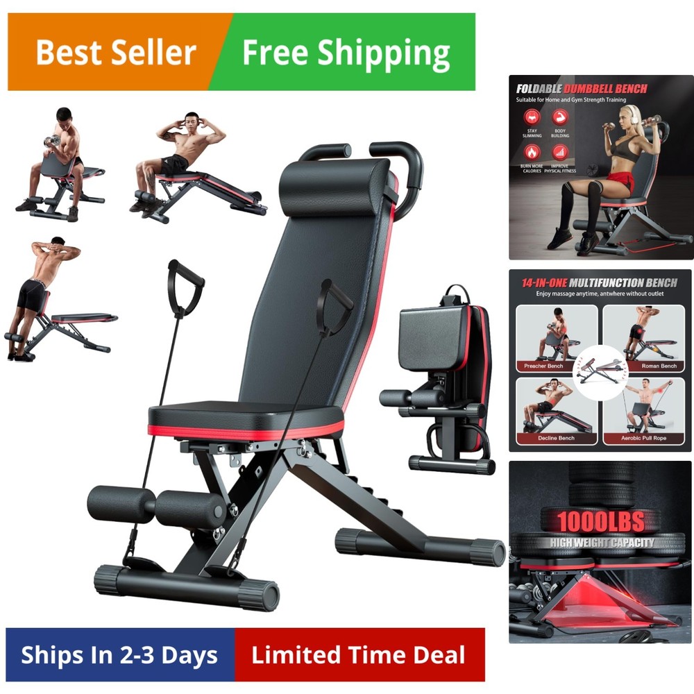 Adjustable Weight Bench, Workout Benches with Leg Extension & Extended Headre...
