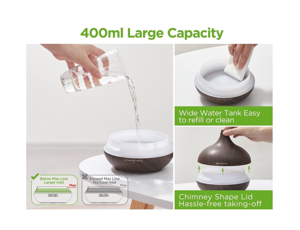 InnoGear Aromatherapy Diffuser & 10 Essential Oils Set, 400ml Diffu... Fast Ship