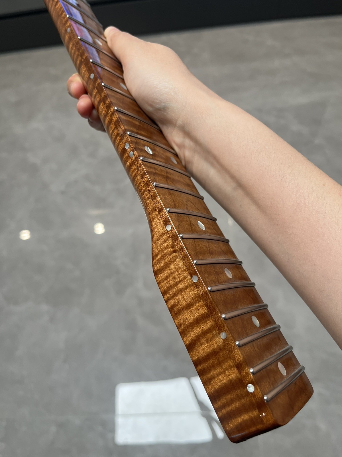 NEW Stainless 21fret gloss DIY Roasted Flame Maple electric guitar neck