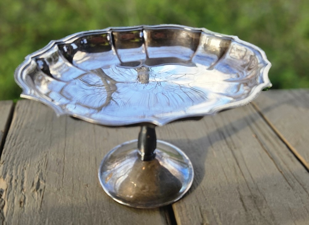 Silver Plate Vintage Compote Footed Bowl Dish Candy Fruit