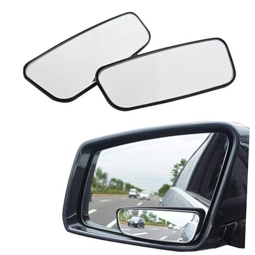 2 PCS Blind Spot Mirror, Rectangular Framed Curved Wide-angle Rearview Mirror,