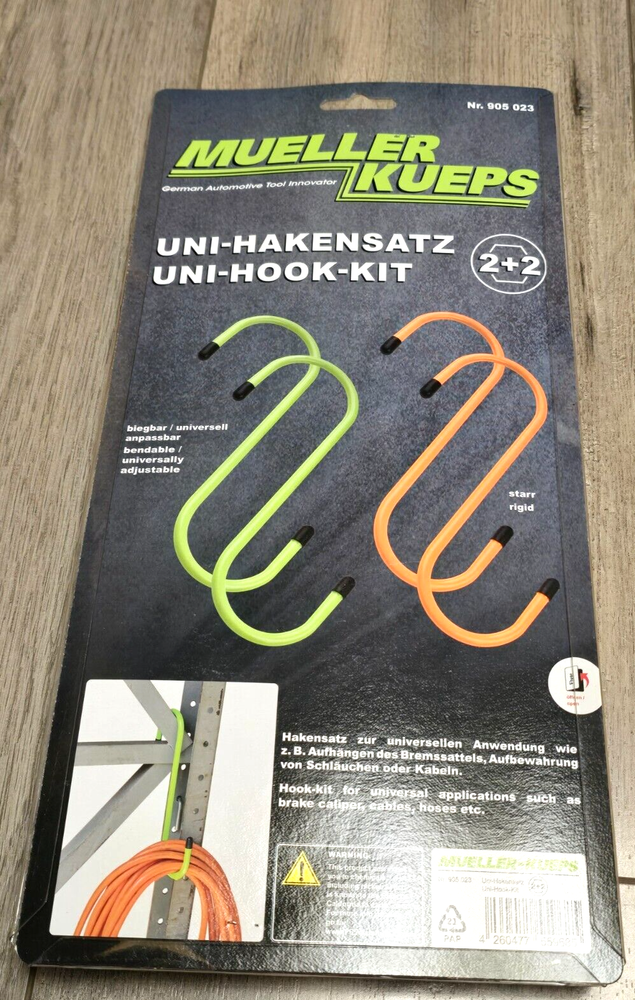Mueller Kueps 4pc Uni Hook Set Brake Caliper Hangers 2)Bendable & 2)Fixed 905023