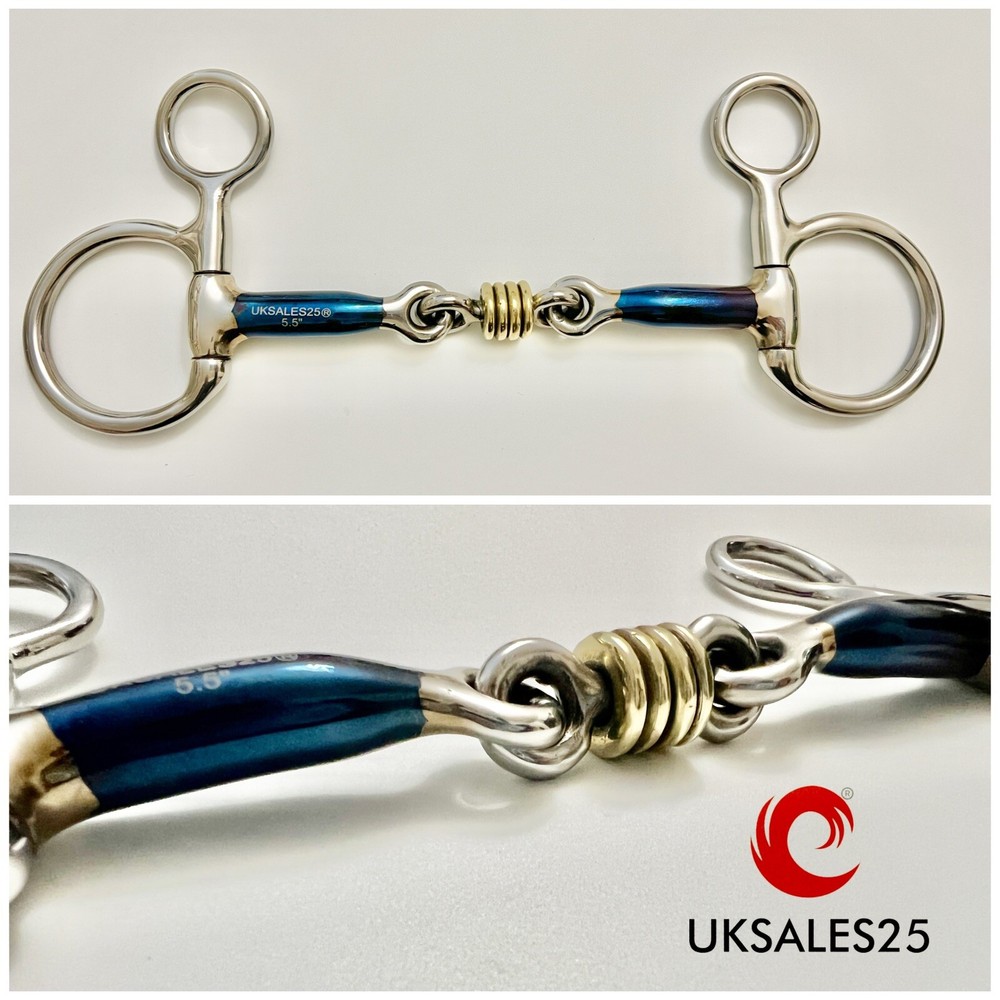Hanging Cheek Snaffle Blue Sweet Iron / Brass Roller links *SAME DAY DISPATCH*