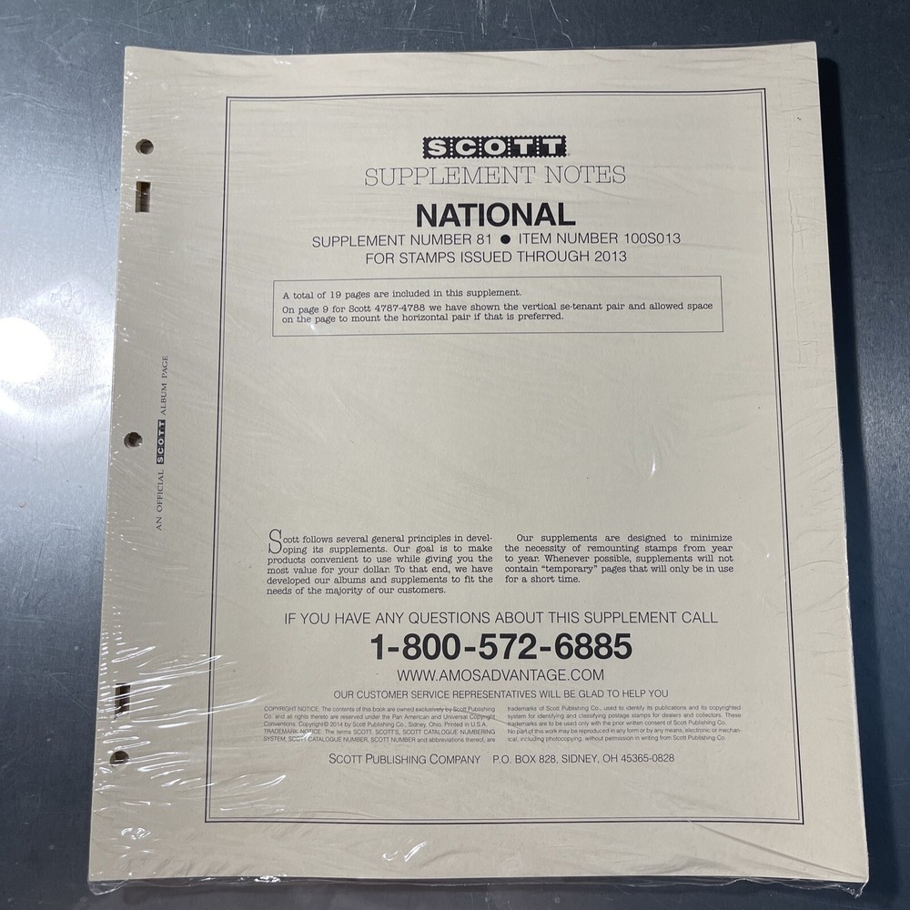 KAPPYS SCOTT NATIONAL ALBUM SUPPLEMENT #81 - 100S013 2013