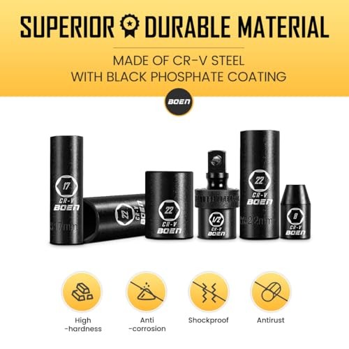 1/2" Drive Impact Socket Set, 33 Piece Deep & Shallow 33Pcs Shallow&Deep