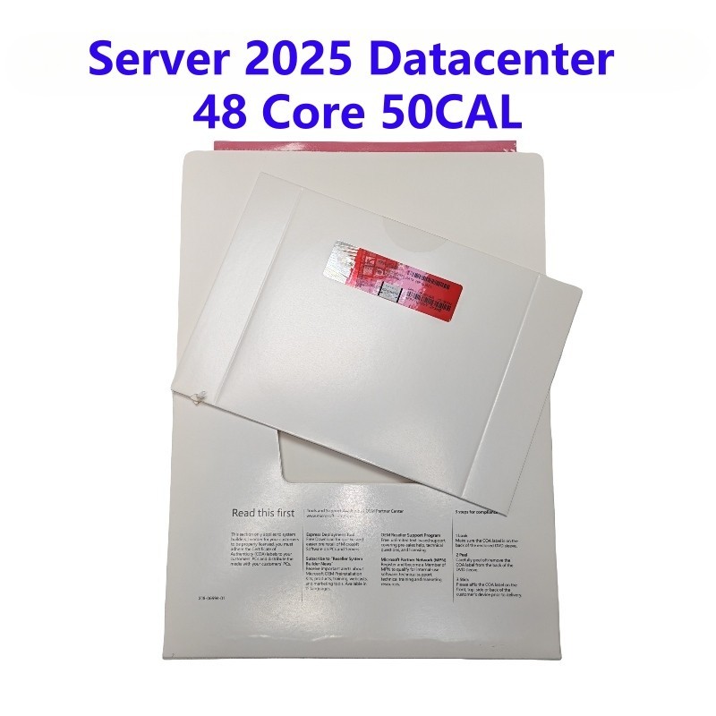 Microsoft Windows server 2025 Datacenter 64Bit 48 Core 50CAL DVD & KEY sealed