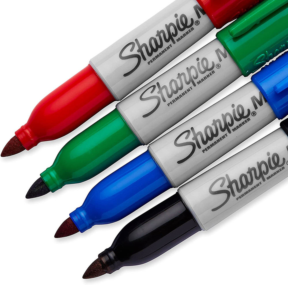 Mini Permanent Markers, Fine Point, Assorted Colors, 4 Count
