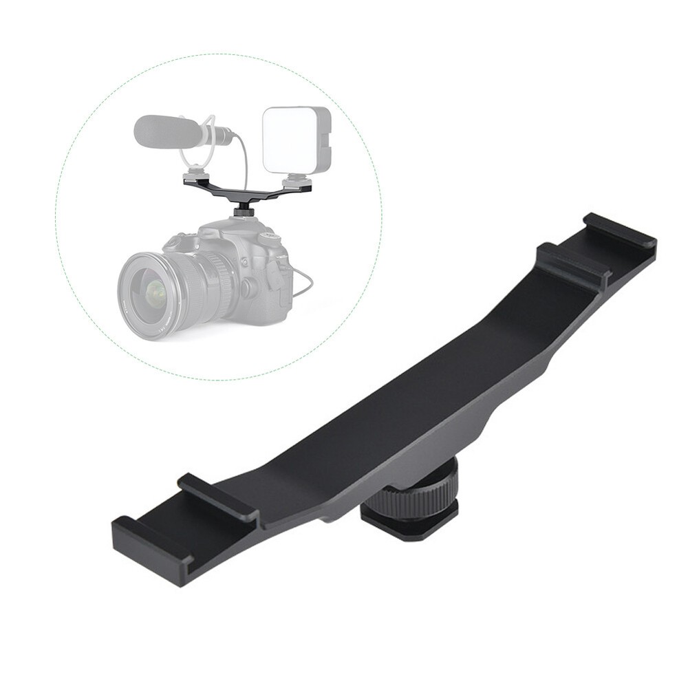 Double End Cold Shoe Mount Bracket Extension Rod For Camera Flash Fill Light Fit