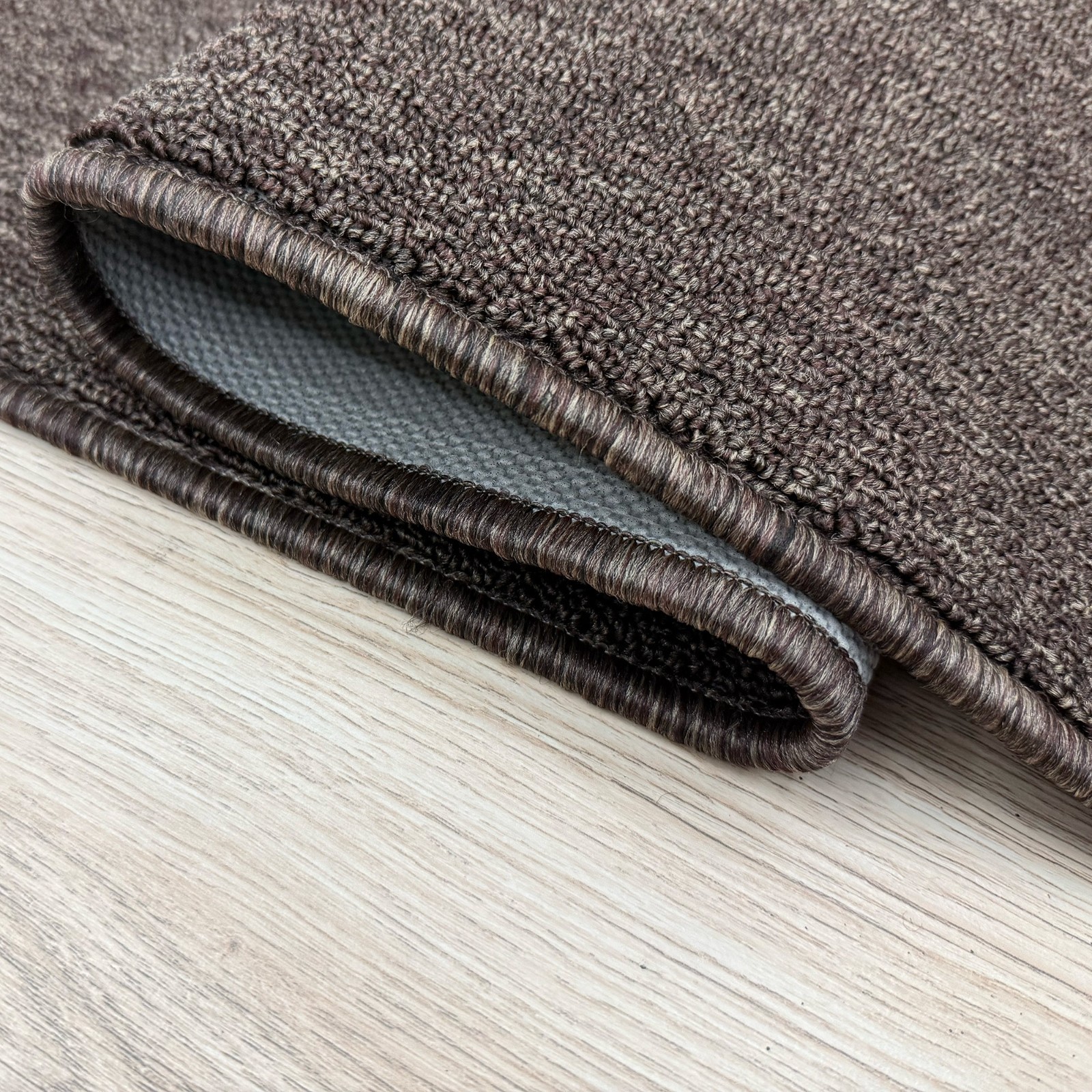 Custom Size Anti-Slip Machine Washable Low Profile Loop Pile Brown Runner Rug