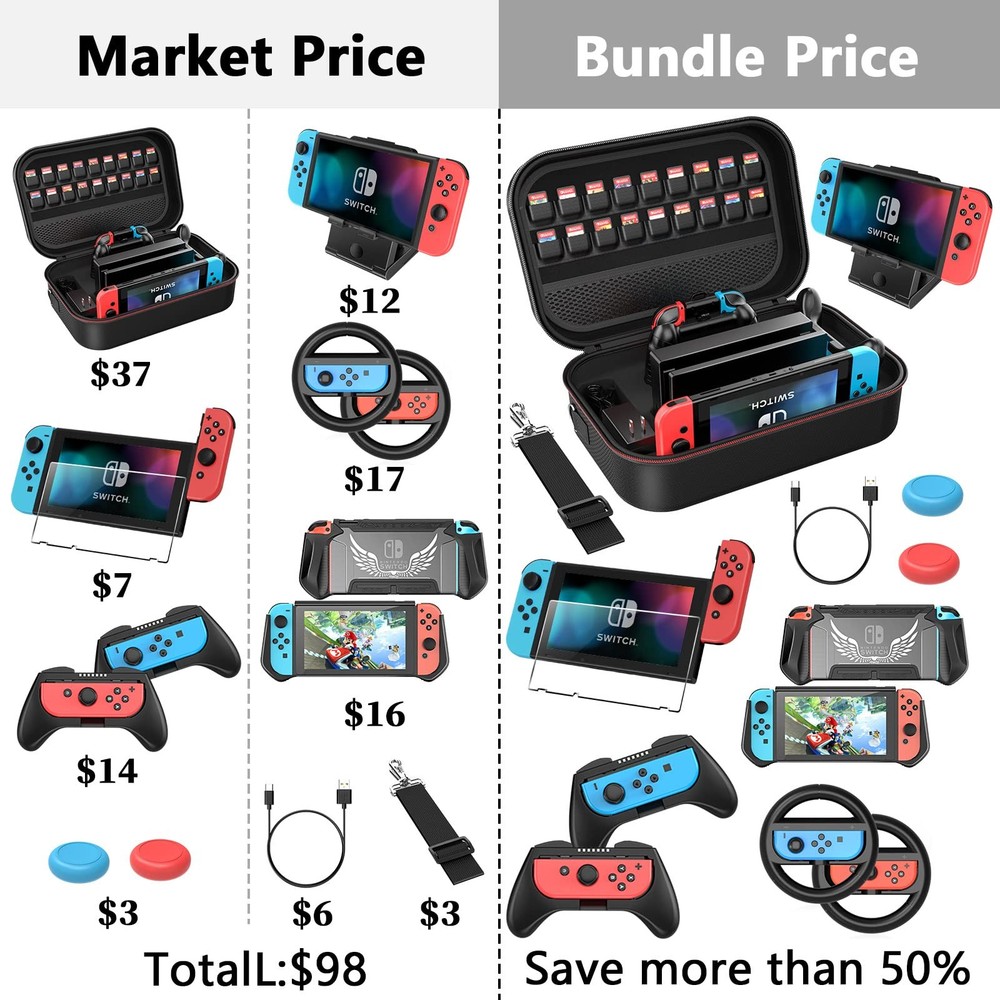 HEYSTOP Switch Accessories Bundle 12 in 1 Compatible 1 accessories