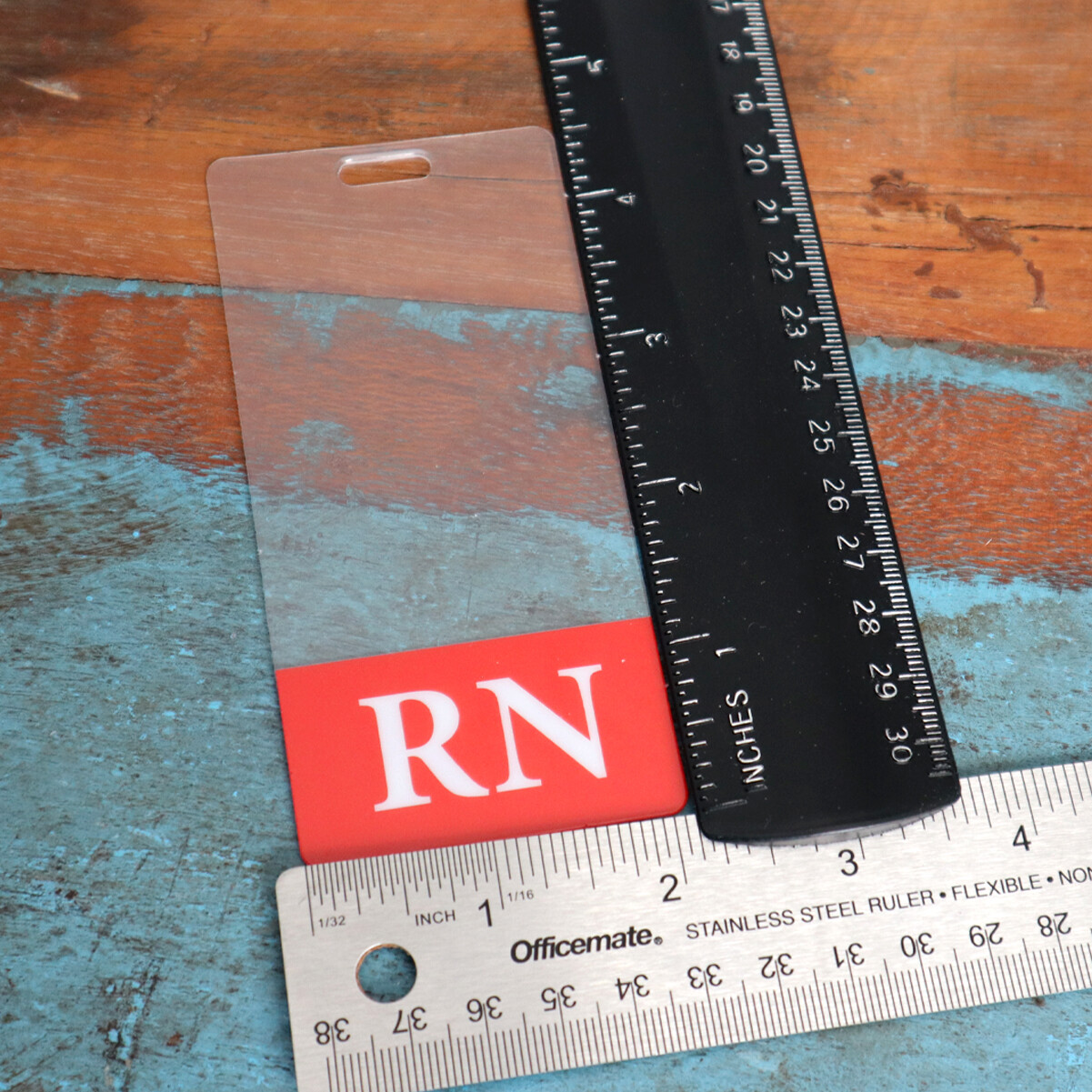 Clear RN Badge Buddy VERTICAL - Transparent Hospital & Nurse ID Backer Card