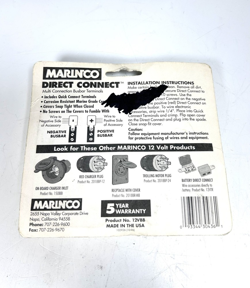 Marinco 12VBB, Multi Connection Busbar Terminal Direct Connect - 12V
