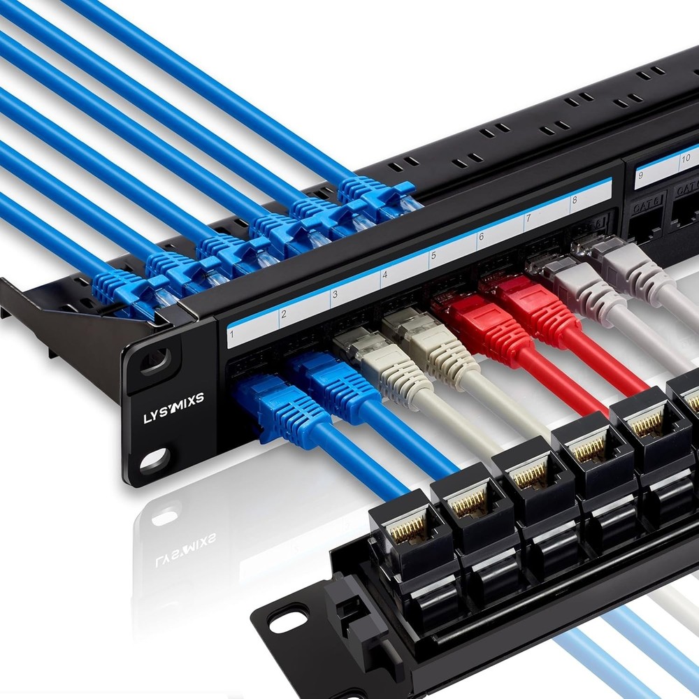 24 Port Rj45 Patch Panel Cat6 Feed Through Coupler Network Patch Panel 19 Inch I