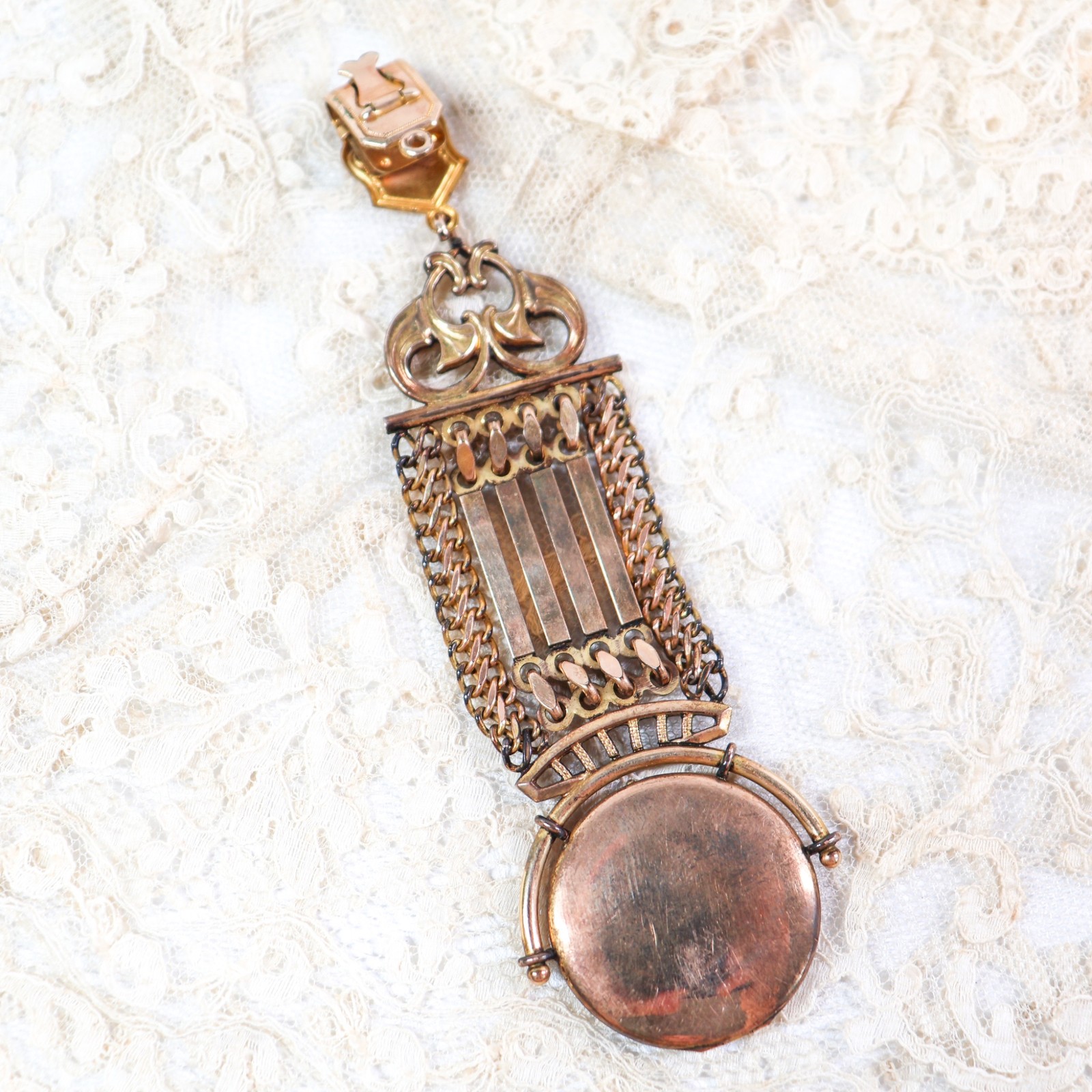 Antique Victorian Gold Filled Initial E Locket Watch Fob Pendant Charm Etched