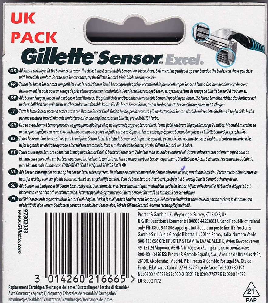 Gillette Sensor Excel - 30 Count (3 x 10 Pack)