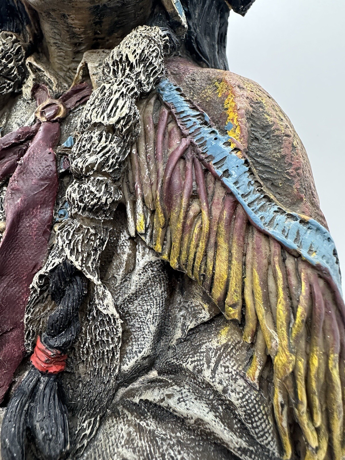 Native American Indian Large Bust Resin Sculpture Hand Painted Very Detailed