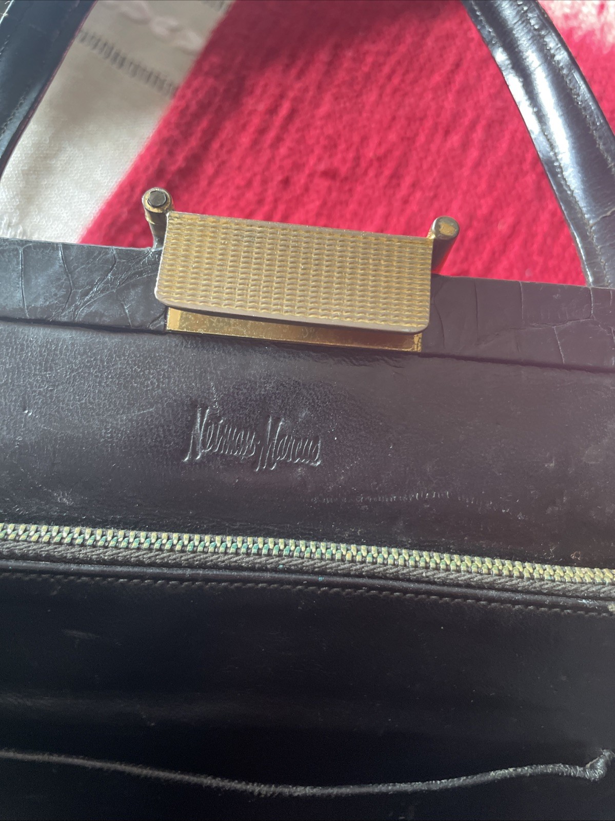 Authenticated Vintage Genuine Crocodile Skin Leather Neiman Marcus Handbag