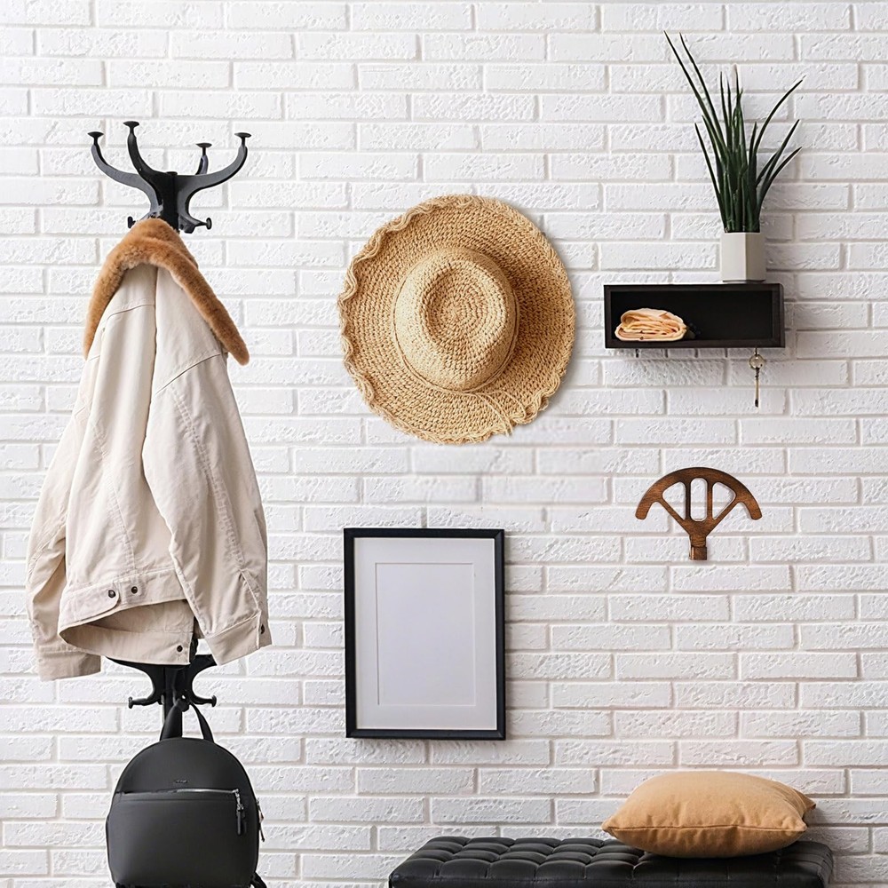 Wall Mounted Denim Hat Rack, Adjustable Shape Retention 2 Pack, brown