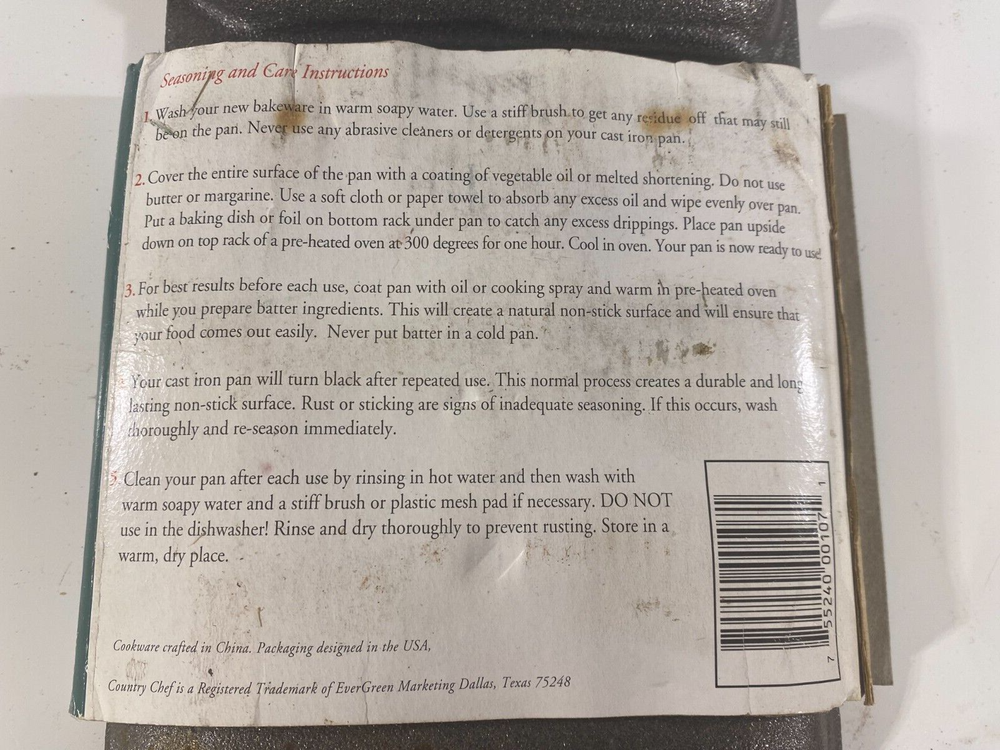 Country Chef Cast Iron Corn Bread Pan Corn Cob Shape