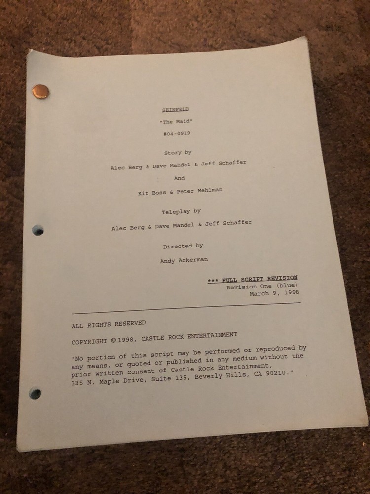 SEINFELD "THE MAID" ... Vintage Script