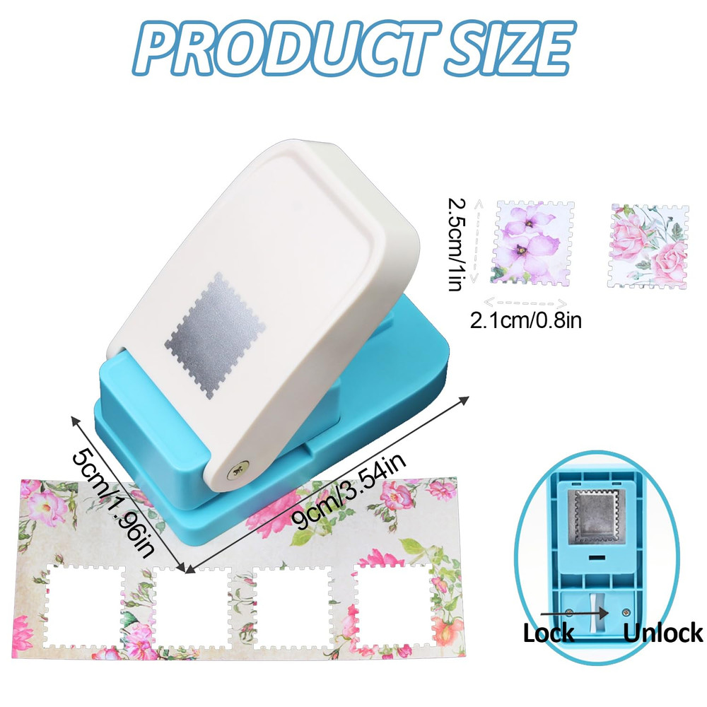 1X0.8Inch Rectangular Postage Stamp Puncher Rectangle Lever Action Punch Paper