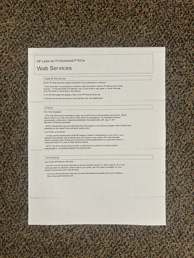 HP LaserJet P1102w USB Wireless Printer CE657A