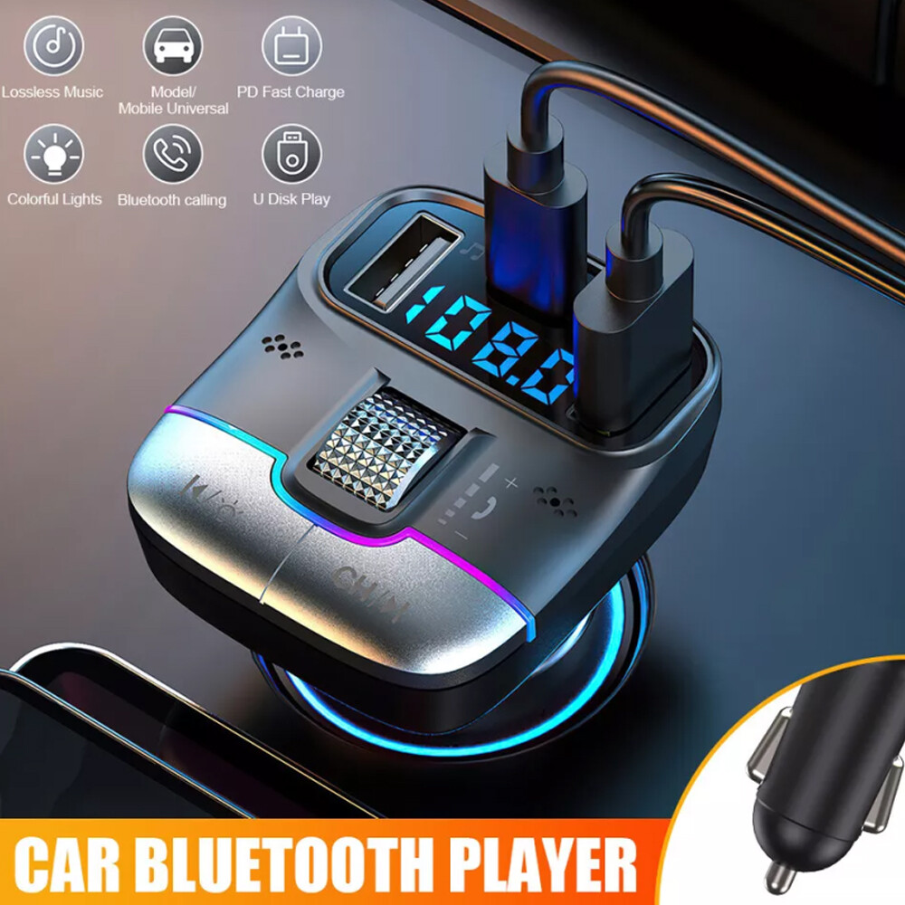 Car Bluetooth 5.3 FM Transmitter Wireless USB PD Adapter MP3 Player Fast Charger