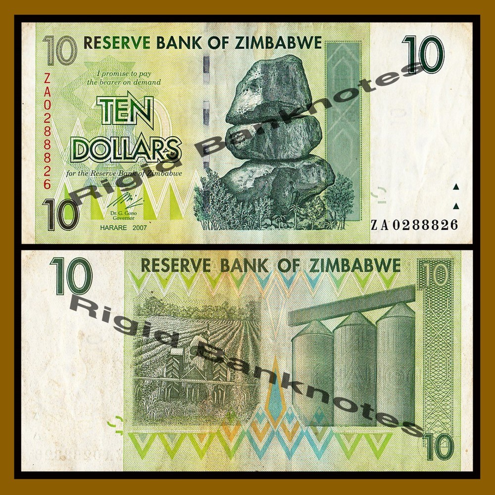 Zimbabwe 10 Dollars, 2007 P-67 Replacement (ZA) Circulated
