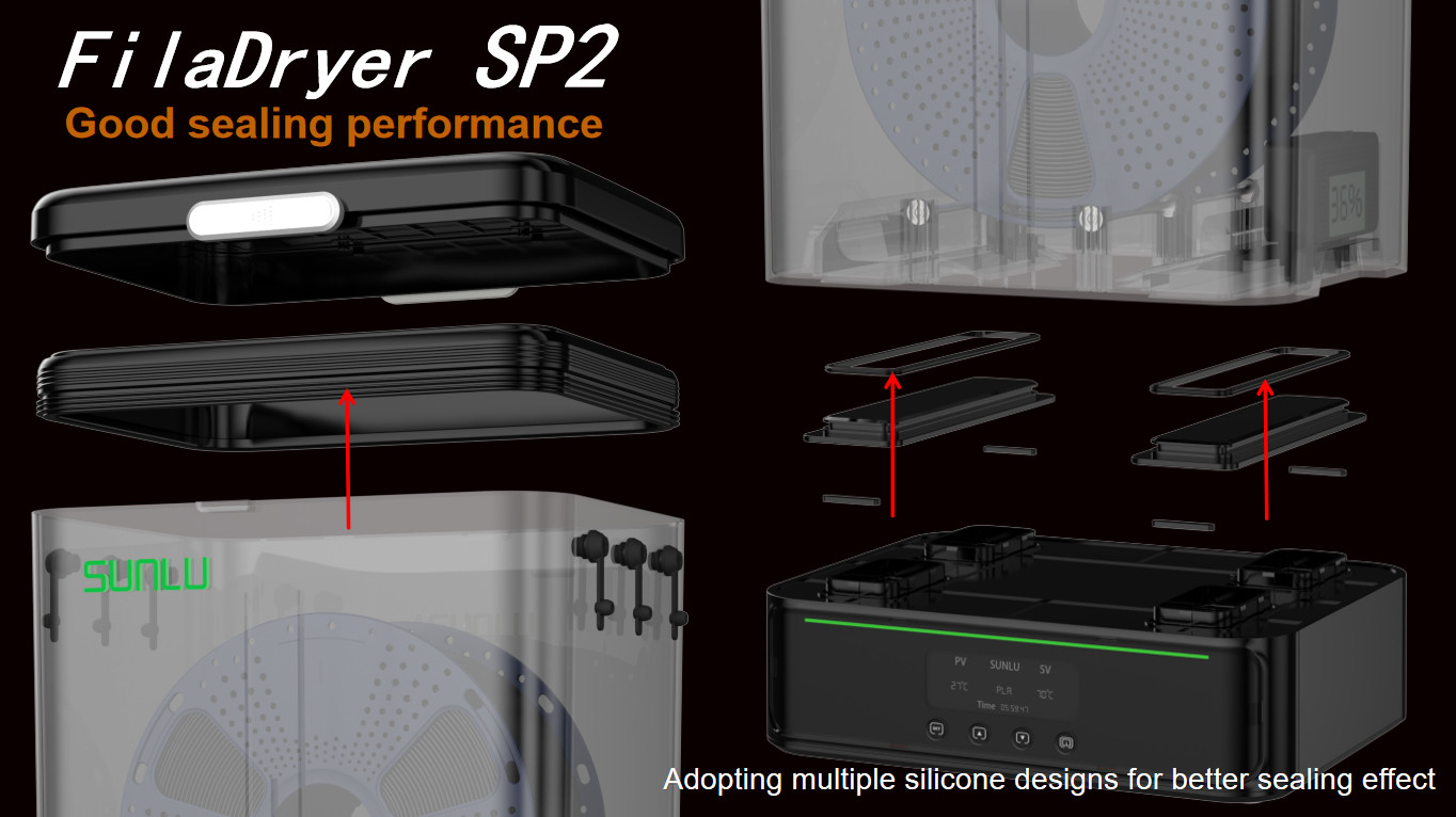 SUNLU FilaDryer SP2 Separation Design，Fast Heating，Strong Safety，Black