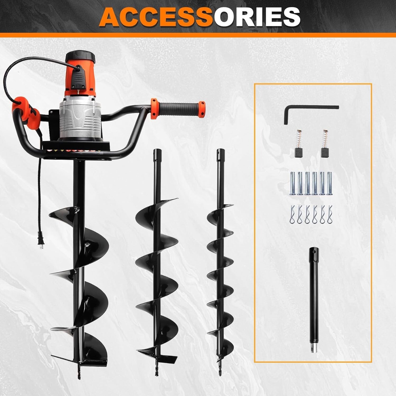 Electric Post Hole Digger with 4"+ 6"+8" Auger Bit for Quick Post Hole Digging