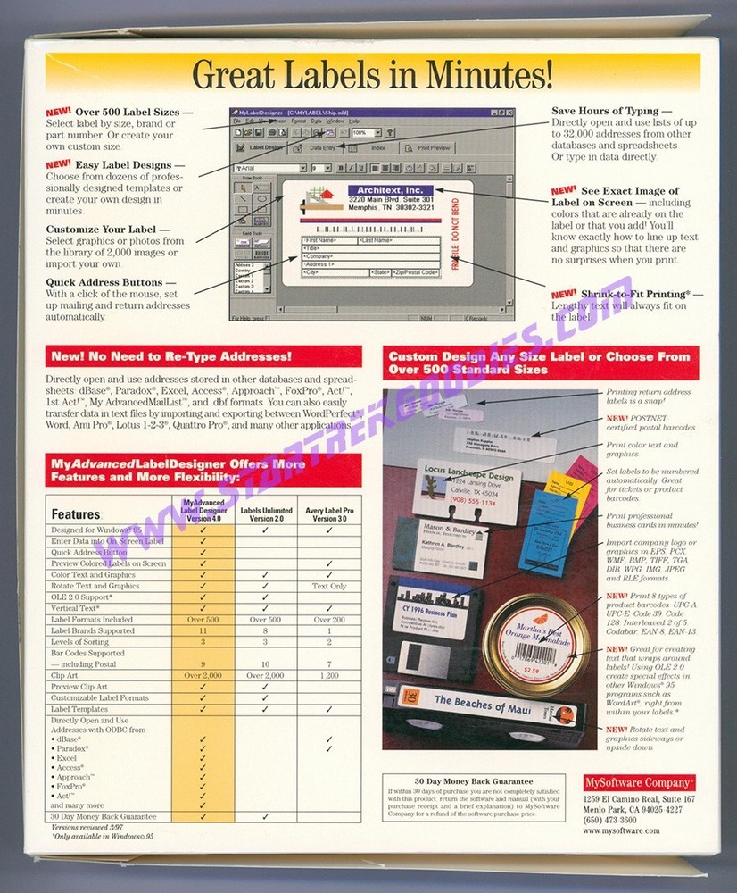 Computer Software "My Advanced Label Designer" Ver. 4.01 Complete in Box!