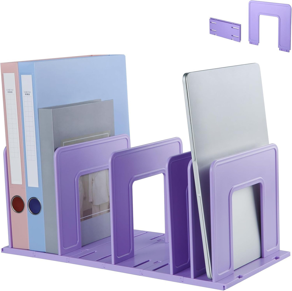 Adjustable Vertical File Sorter Sturdy Plastic Expandable Upright File Holder, D