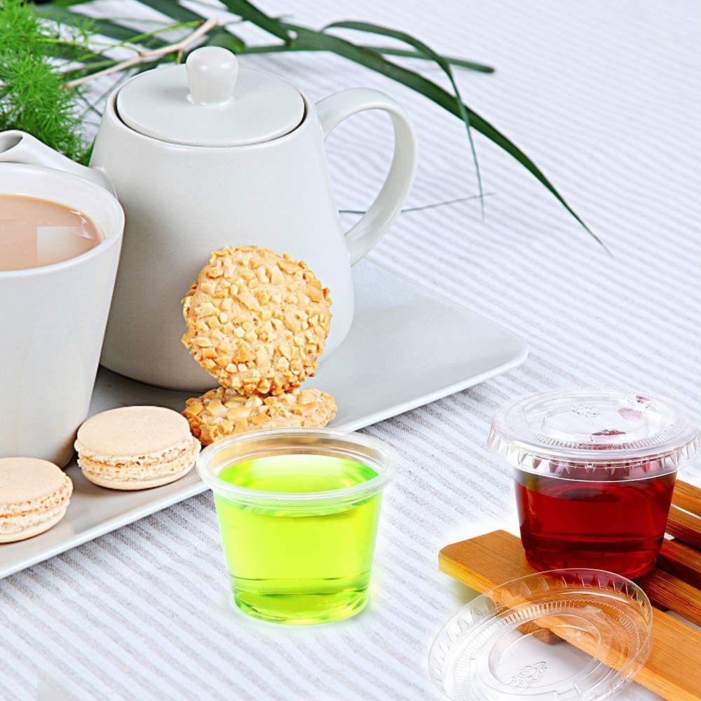 200-1oz Clear Polypropylene Small Plastic Containers | cups | with lids