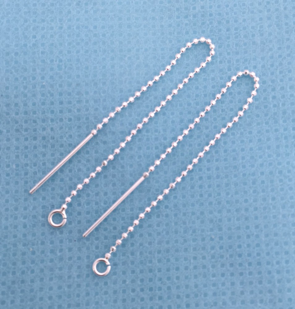 6pcs  925 Sterling Silver Bead chain earring threader w/ open ring E58s