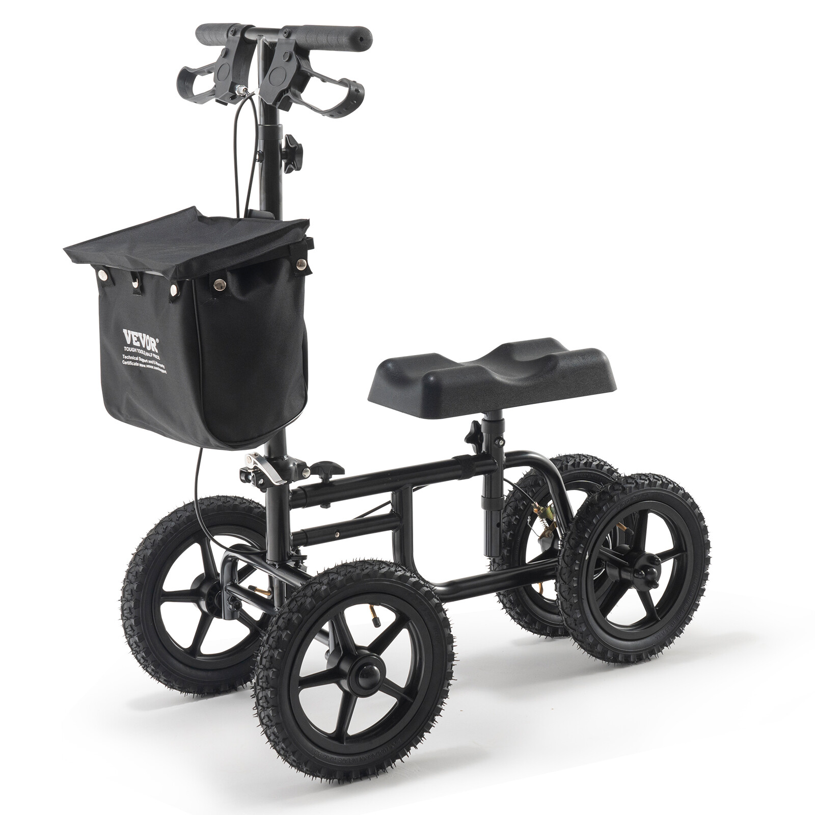 VEVOR Knee Scooter Carbon Steel Folding Knee Walker Recovery Scooter 350LB Loads