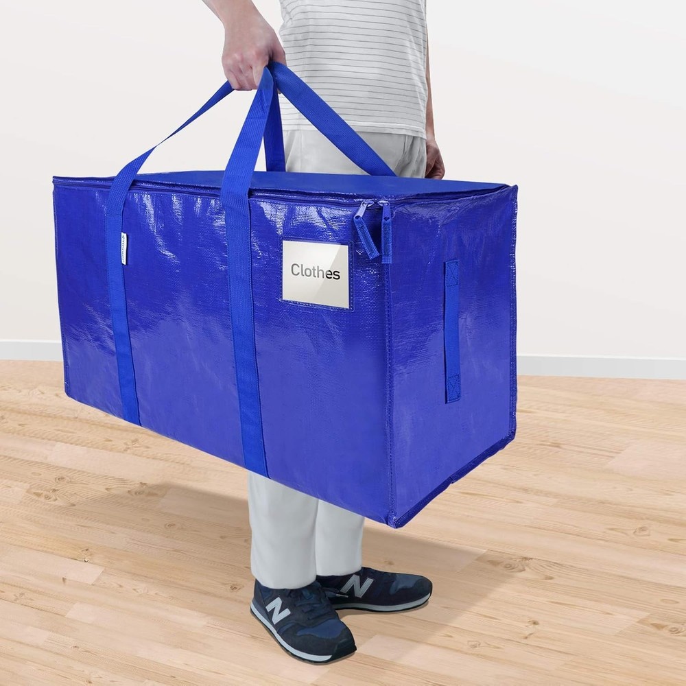 2 Pack Extra Large Heavy-Duty Moving Bags - Zip & Go Storage Solution, Blue