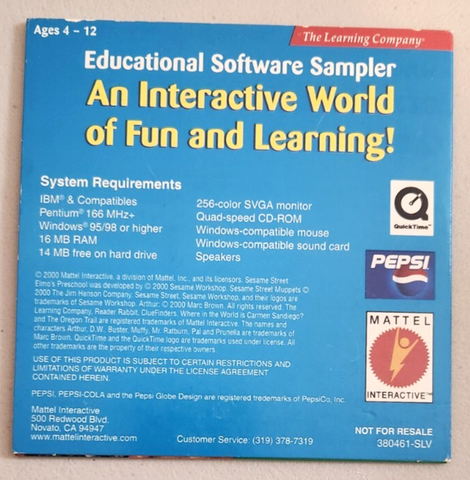 The Learning Company Software Sampler Educational Pc Games 2000 Reader Rabbit