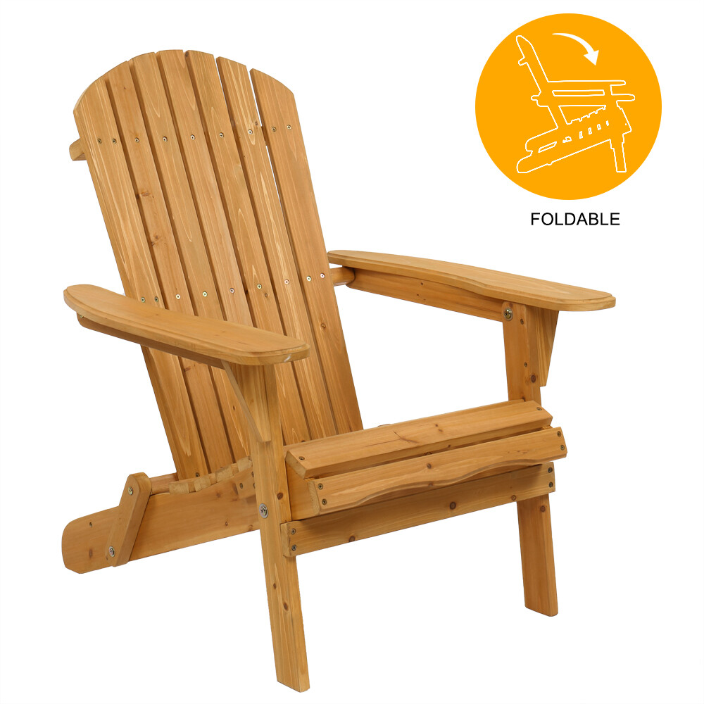 Set of 2 Adirondack Outdoor Patio Deck Wood Lounge Chair Folding Patio Furniture