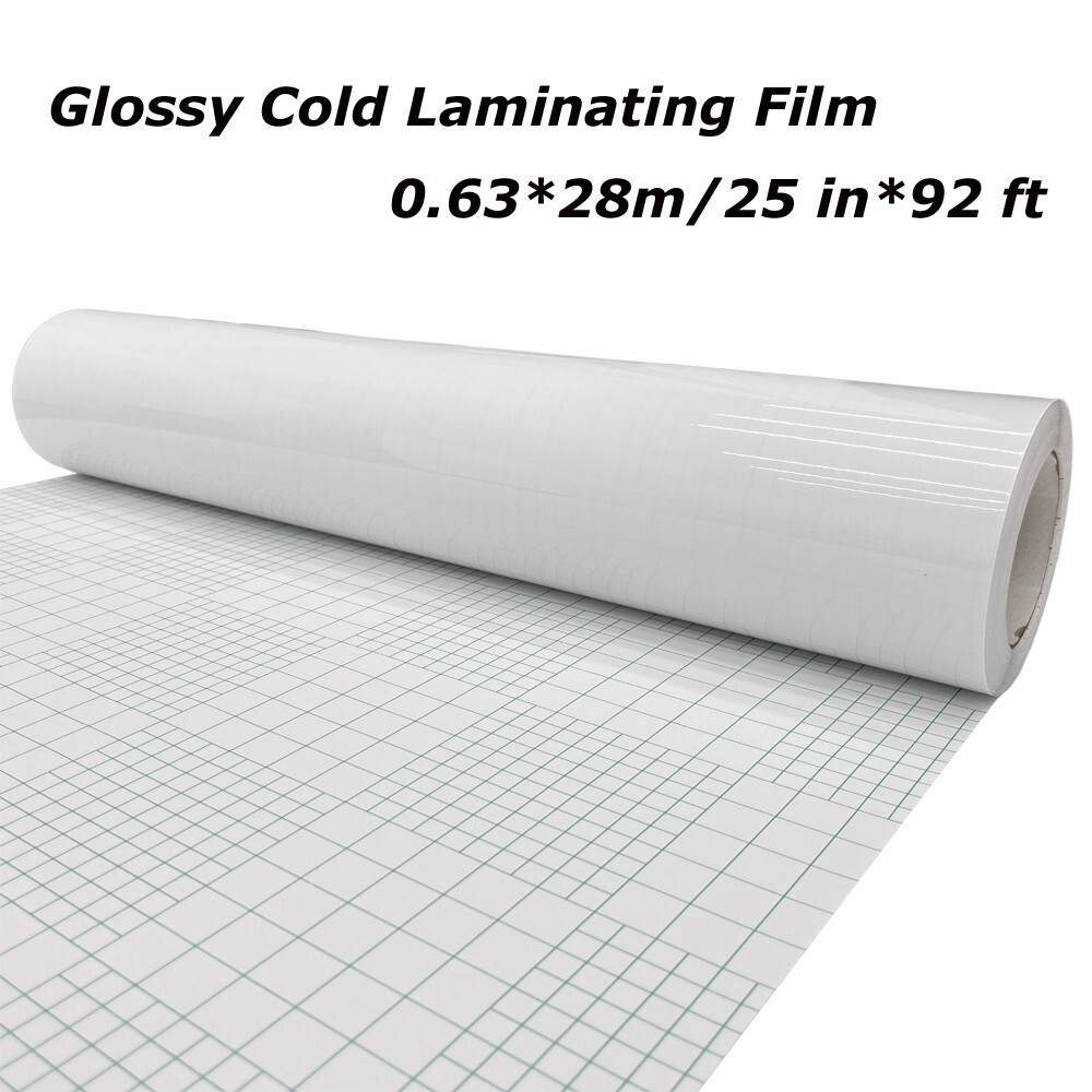 1 Roll Glossy Cold Laminating Film 25 in*92 ft/0.63*28M 3Mil