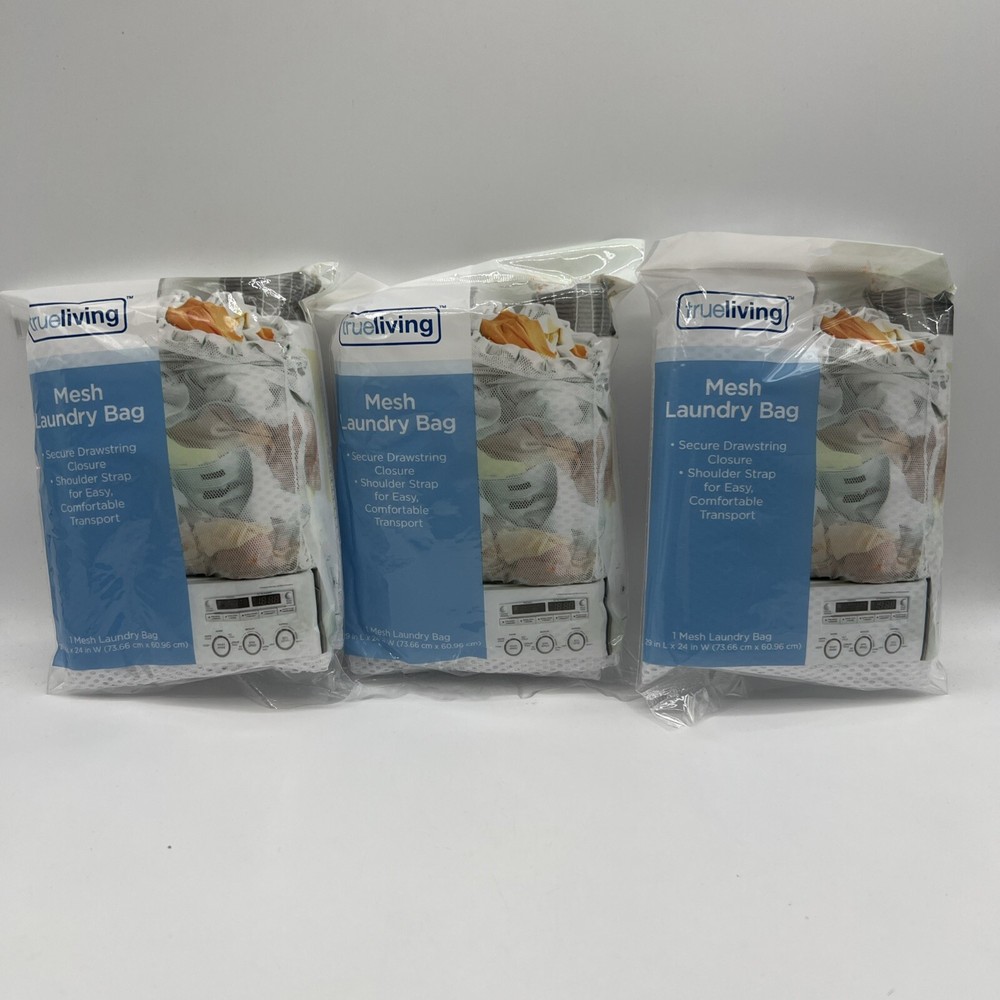 Mesh Laundry Bag Locking Drawstring Delicate Clothes 29x24 White 3 Pack
