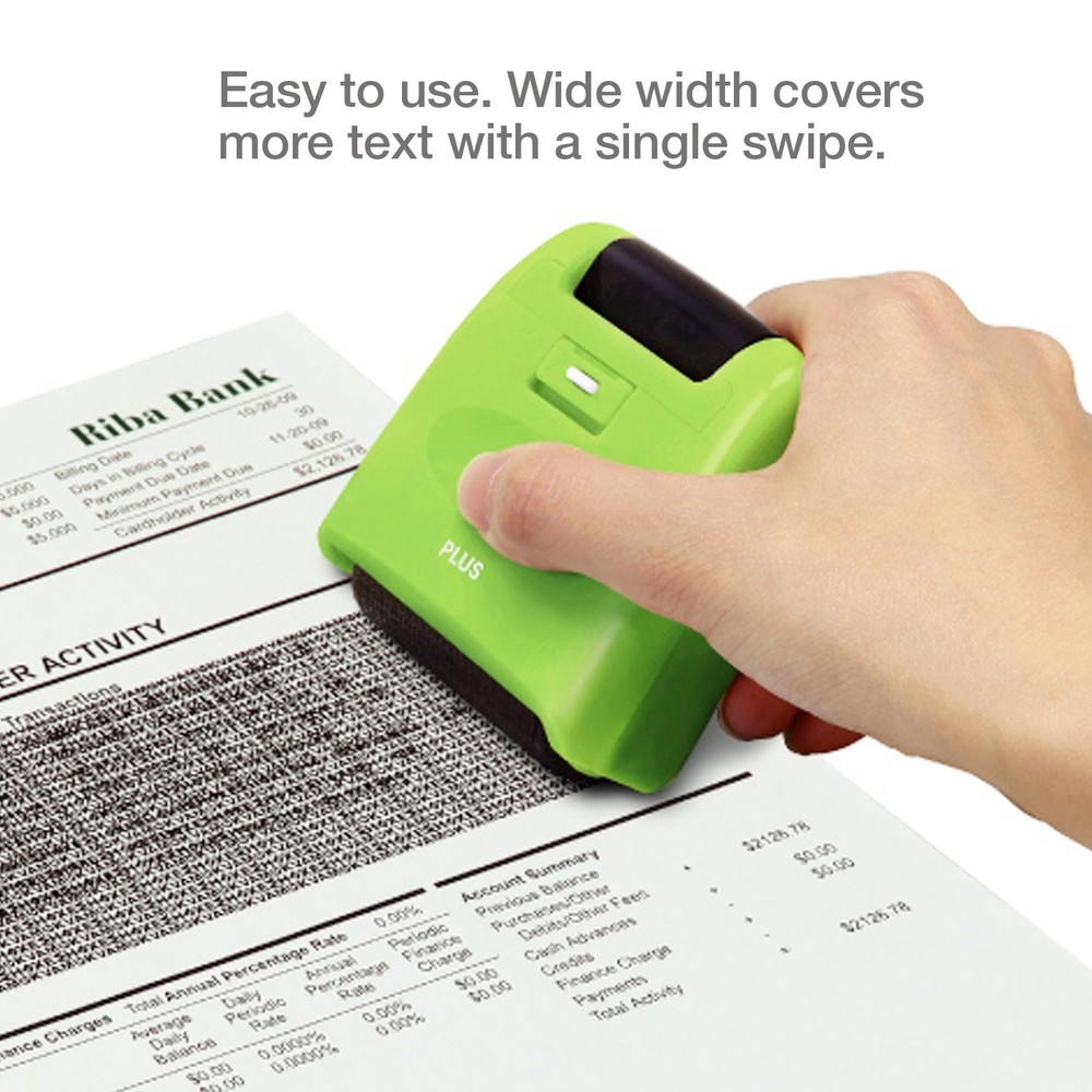 Identity Theft Prevention Wide Roller Security Stamp Kit, 2-Pack, Green